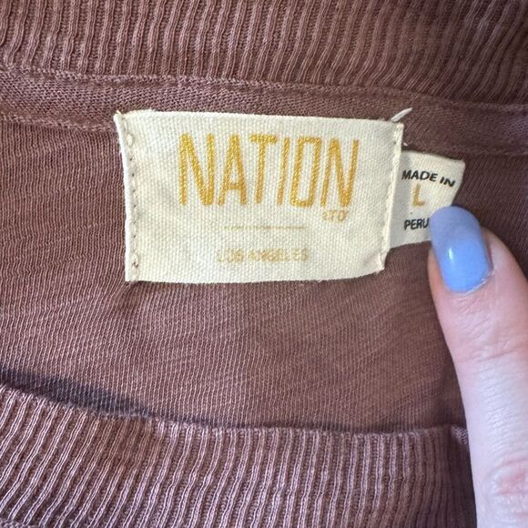 Nation LTD Pima Cotton Ruffle Smocked Sleeve Top - Picture 7 of 8